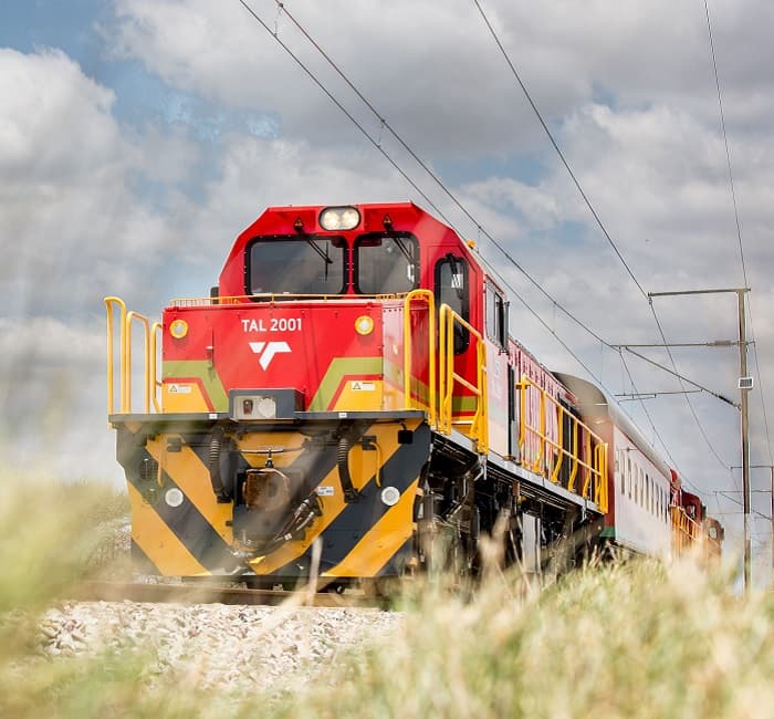 Transnet Freight Rail locomotive on the line